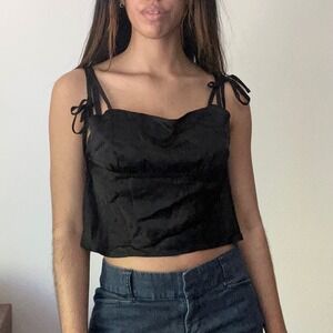 Wild Fable Black Crop‎ Top Tie Strap Sleeveless Cami Casual Size M